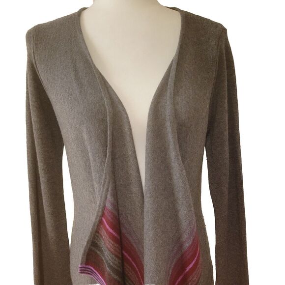 Ella Moss 90% Merino Wool 10% Cashmere Gray/Purp Open Front  Sz S Women Cardigan - Picture 3 of 9